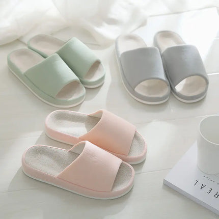 Couple Linen Slippers – Breathable Summer Indoor & Outdoor Slides
