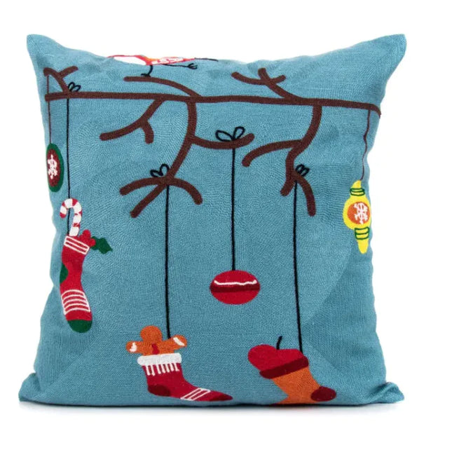 Classic Embroidered Christmas Pillow Cover | Festive Farmhouse Holiday Decor