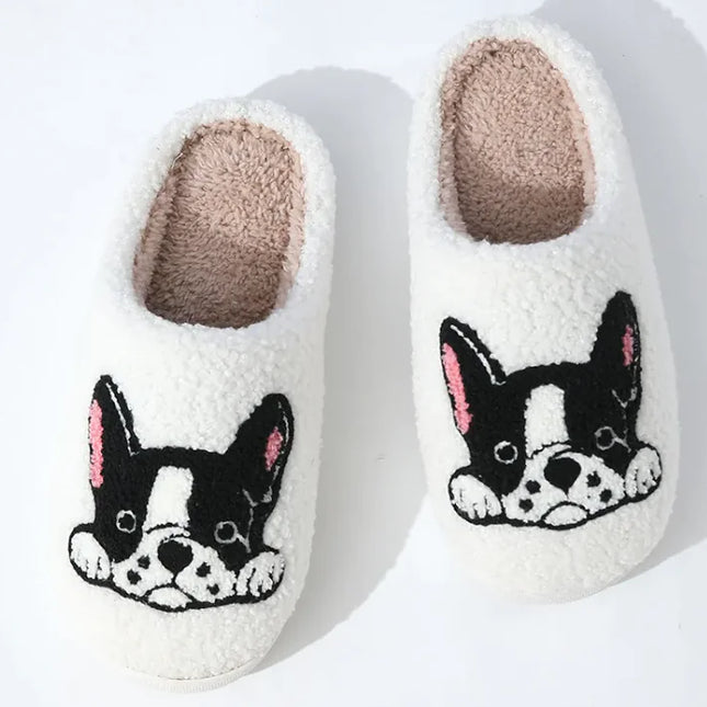 Cute Bulldog Cozy Slippers | Plush Non-Slip Animal House Shoes