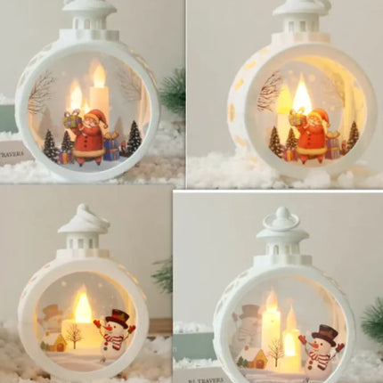 Elegant Christmas Decor Ornaments | Classic Santa & Snowman Holiday Glass Lanterns