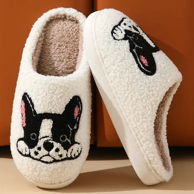 Cute Bulldog Cozy Slippers | Plush Non-Slip Animal House Shoes