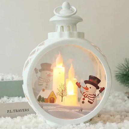 Elegant Christmas Decor Ornaments | Classic Santa & Snowman Holiday Glass Lanterns