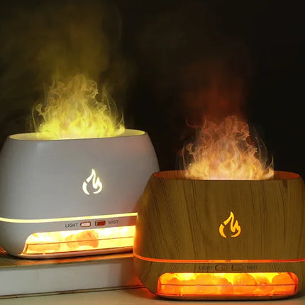 Flame Effect Humidifier & Himalayan Modern Salt Lamp Diffuser