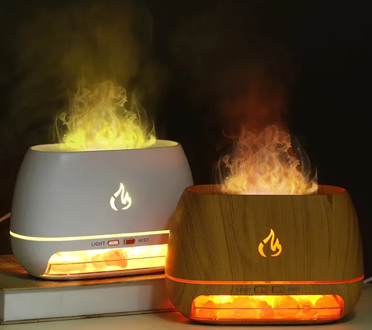 Flame Effect Humidifier & Himalayan Modern Salt Lamp Diffuser