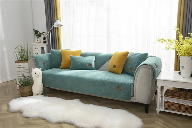 Ultra-Soft Sherpa Fleece Sofa Cover | Plush Non-Slip Couch Slipcover