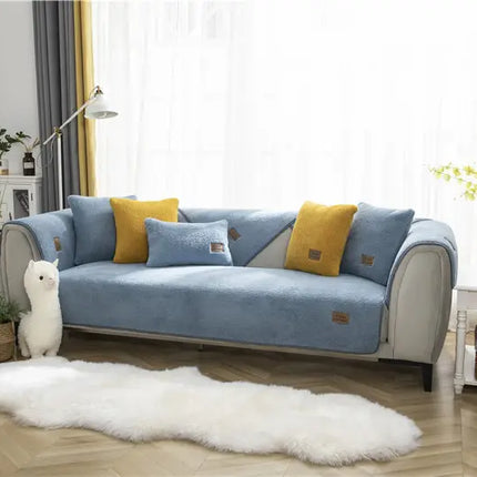 Ultra-Soft Sherpa Fleece Sofa Cover | Plush Non-Slip Couch Slipcover