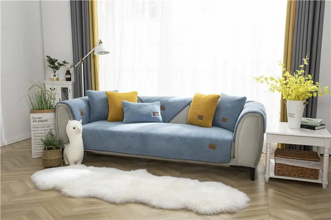 Ultra-Soft Sherpa Fleece Sofa Cover | Plush Non-Slip Couch Slipcover